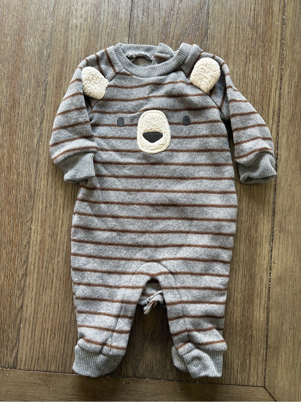 Just One You Little Bear Romper Set- Grey and Brown Outfits- 3m - Picture 2 of 9